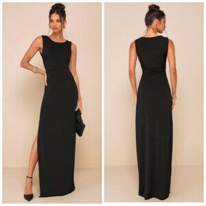 Pía Rucci Black Maxi Pencil Dress Sleeveless Elegant Size 8